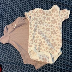 Floral and Ribbed Baby Onesies